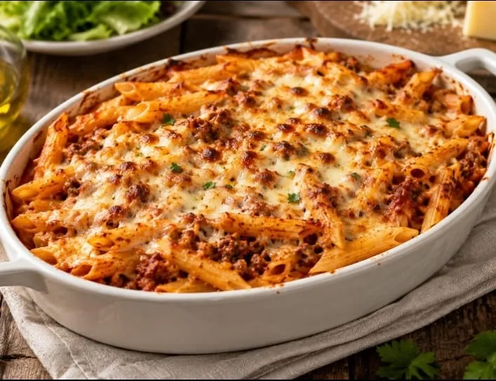 Penne bolognaise gratiné