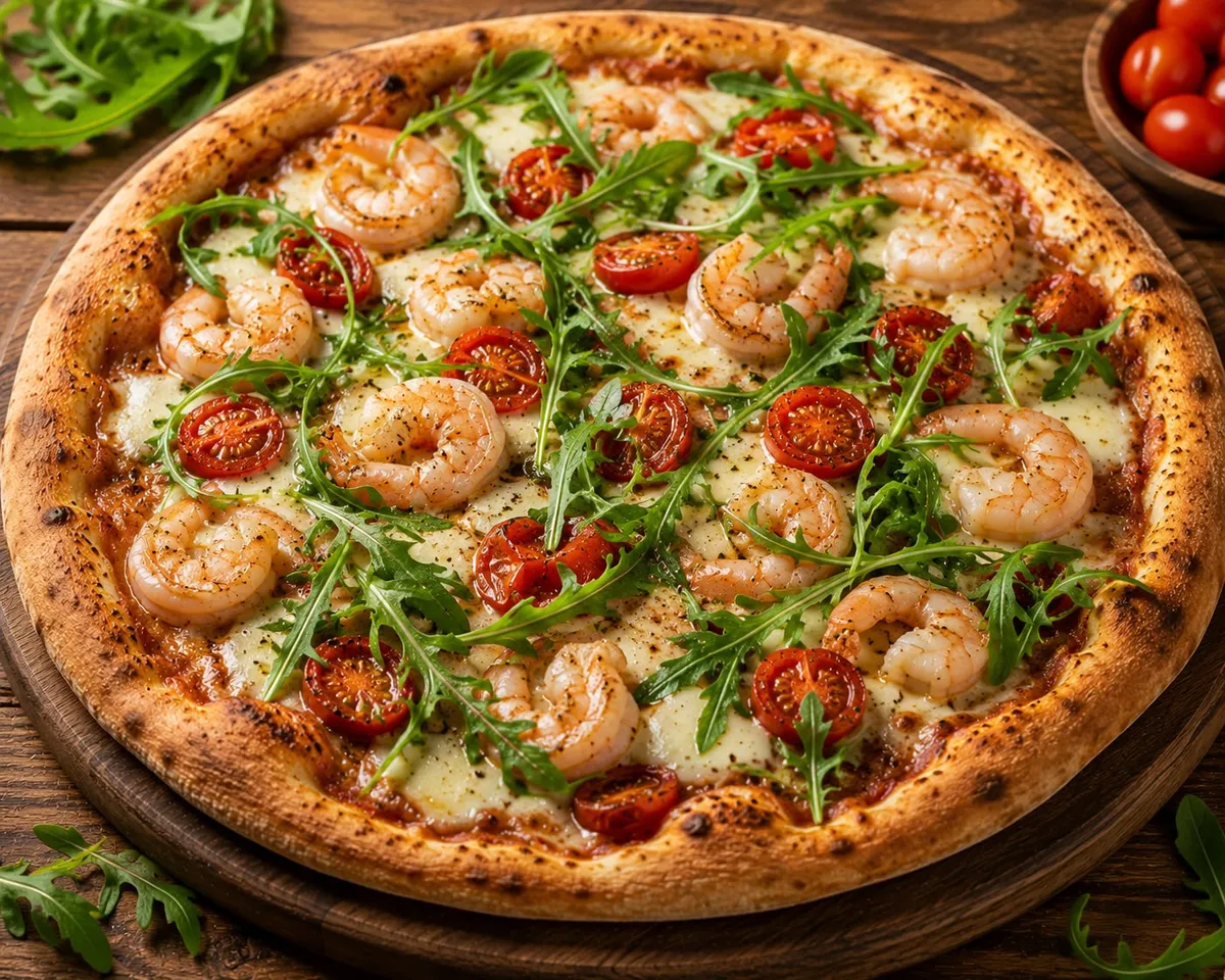 Pizza crevettes & roquettes