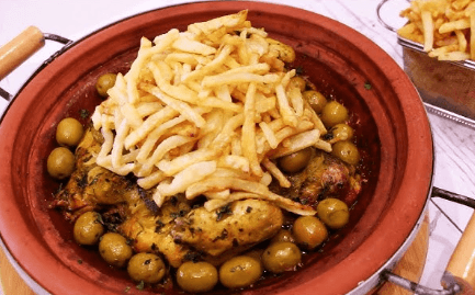 Poulet à la daghmira et frites