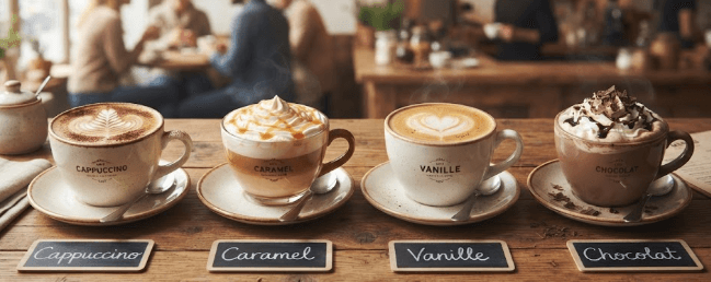 Cappuccino / Caramel / Vanille / Chocolat