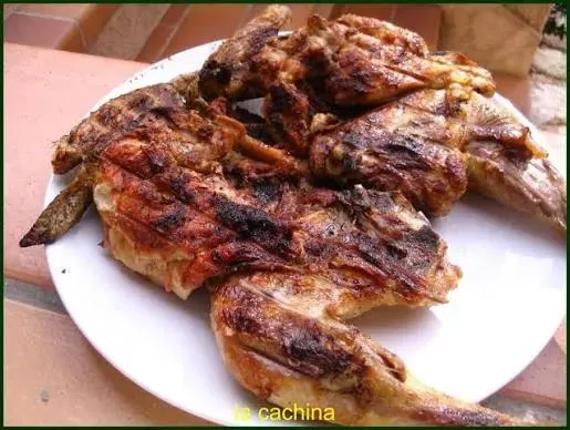 Poulet sur feu de bois