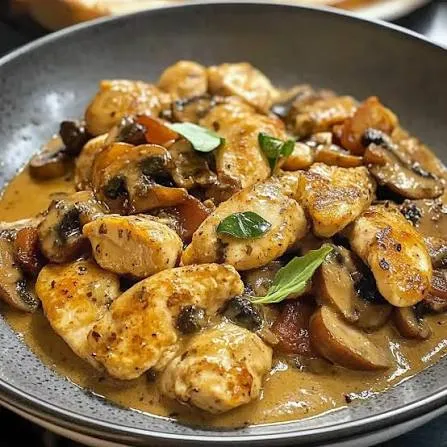 Emincé de poulet sauce champignon