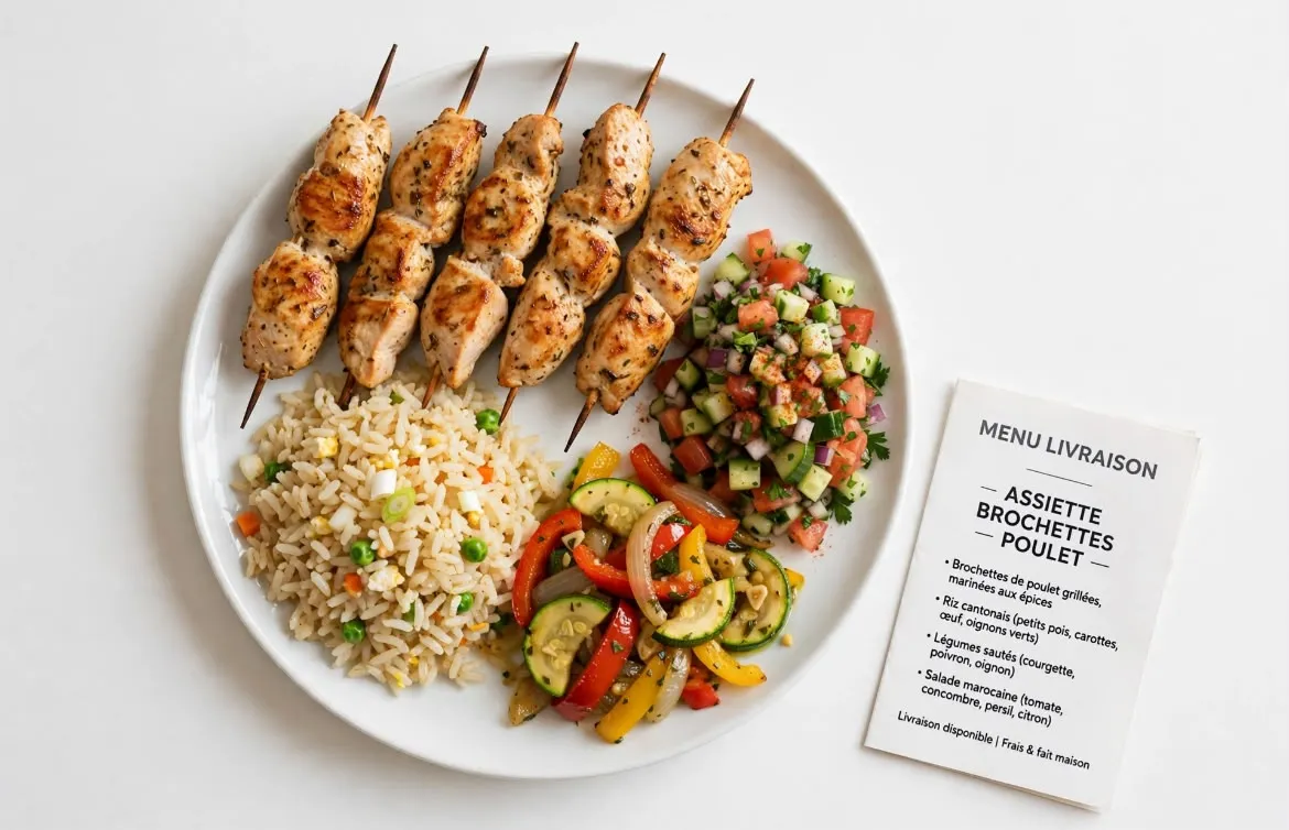 Assiette Brochettes Viande Filet