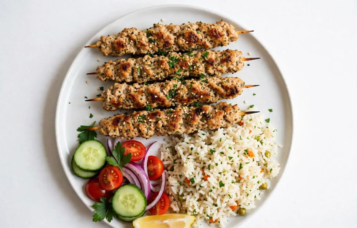 Assiette Brochettes Viande Hachée